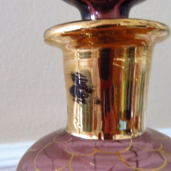 Vintage 1940 handblown Empoli glass liqueur carafe ,amethyst glass plus 5 shot - Picture 10 of 13